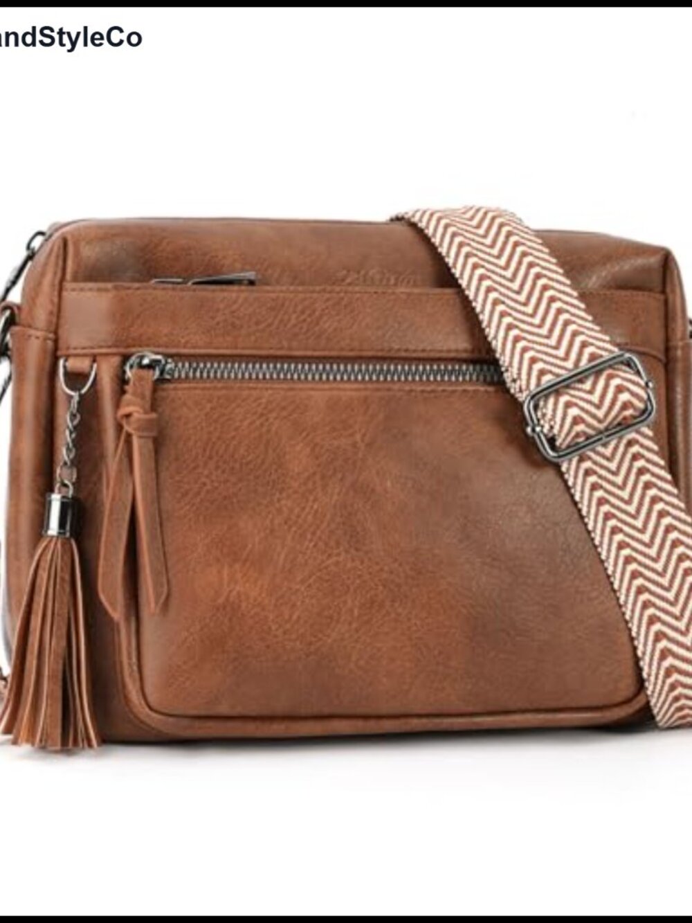 Vegan Leather Crossbody Purse with Tassel Multi Pockets Adjustable Strap